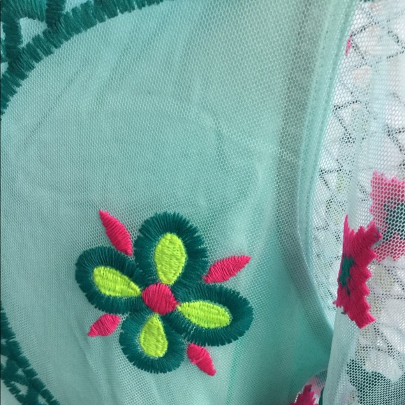 Cat & Jack Turquoise Embroidered Kaftan/Coverup - Picture 7 of 8